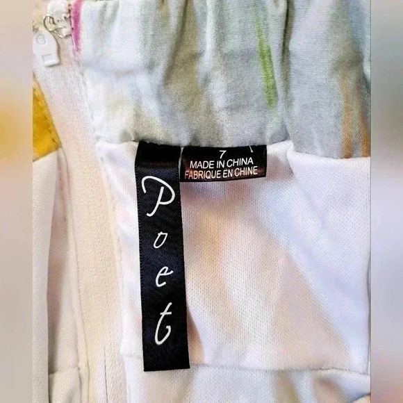 ❤️ Women's Strapless Mini Dress - Poet Mulitcolour Short Dress - Size 7 - Picture 7 of 13